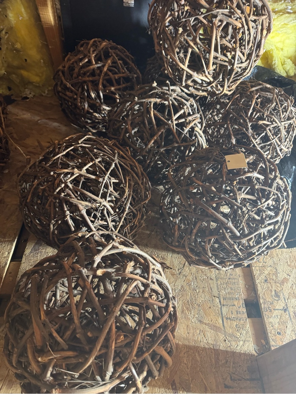 Decorative Brown wood/ wicker Spheres 12” round
